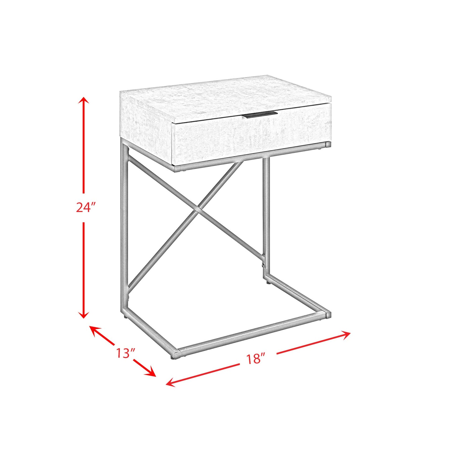 Camila Accent Nightstand with Cement Top in Chrome Nightstands| ROOTS FURNITURE