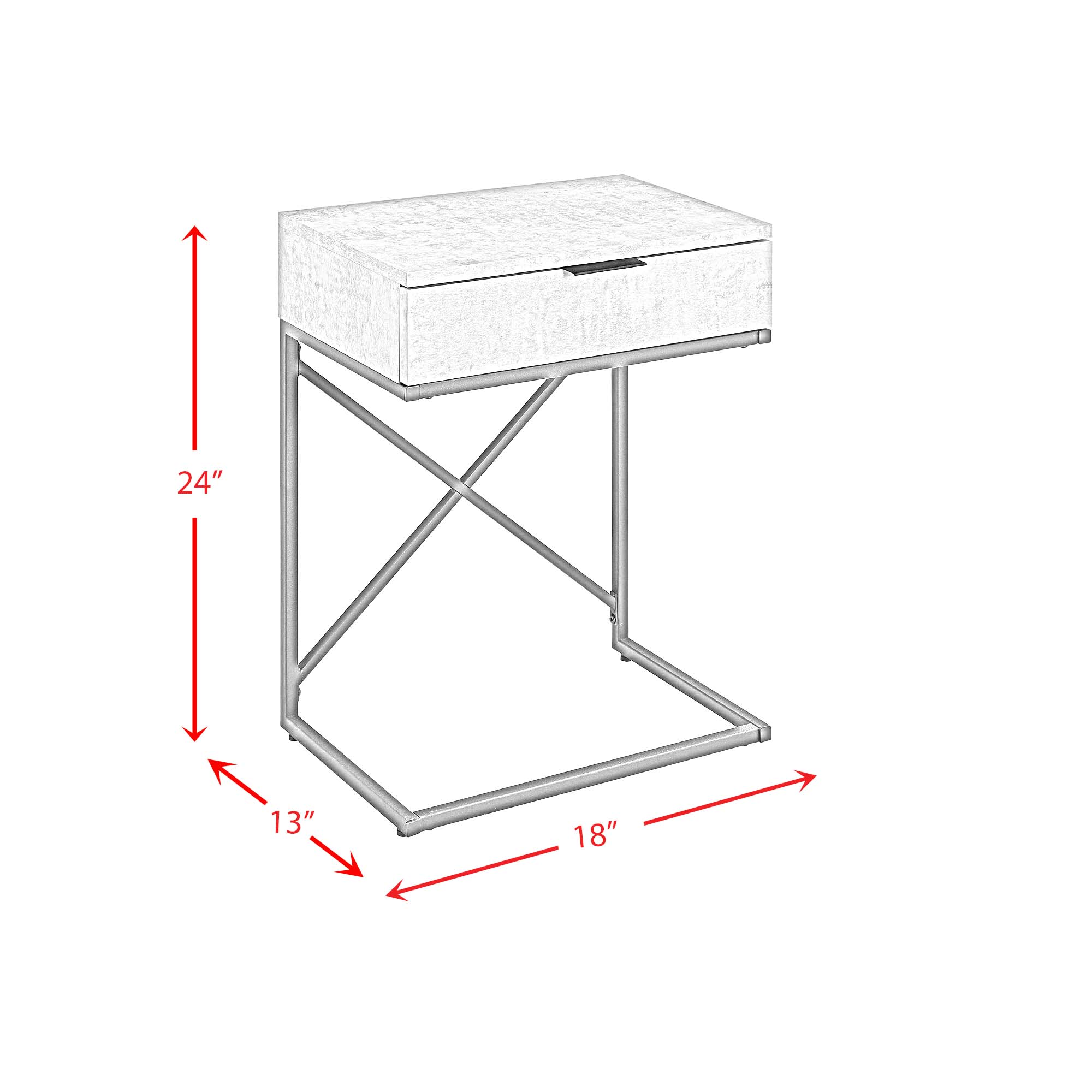 Camila Accent Nightstand with Cement Top in Chrome Nightstands| ROOTS FURNITURE