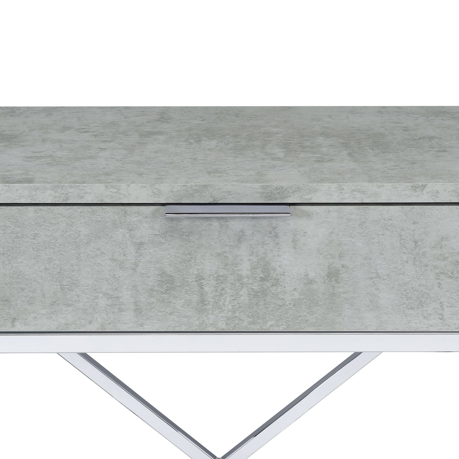 Camila Accent Nightstand with Cement Top in Chrome Nightstands| ROOTS FURNITURE