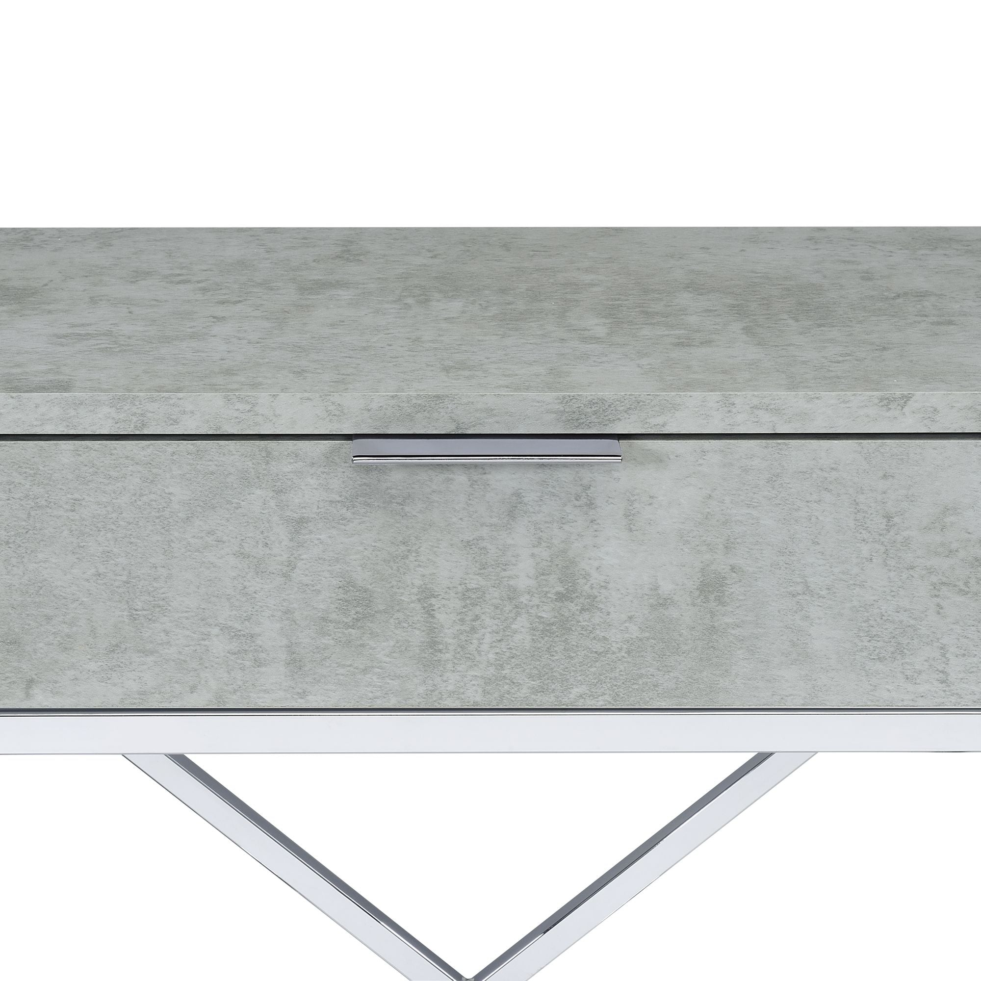 Camila Accent Nightstand with Cement Top in Chrome Nightstands| ROOTS FURNITURE