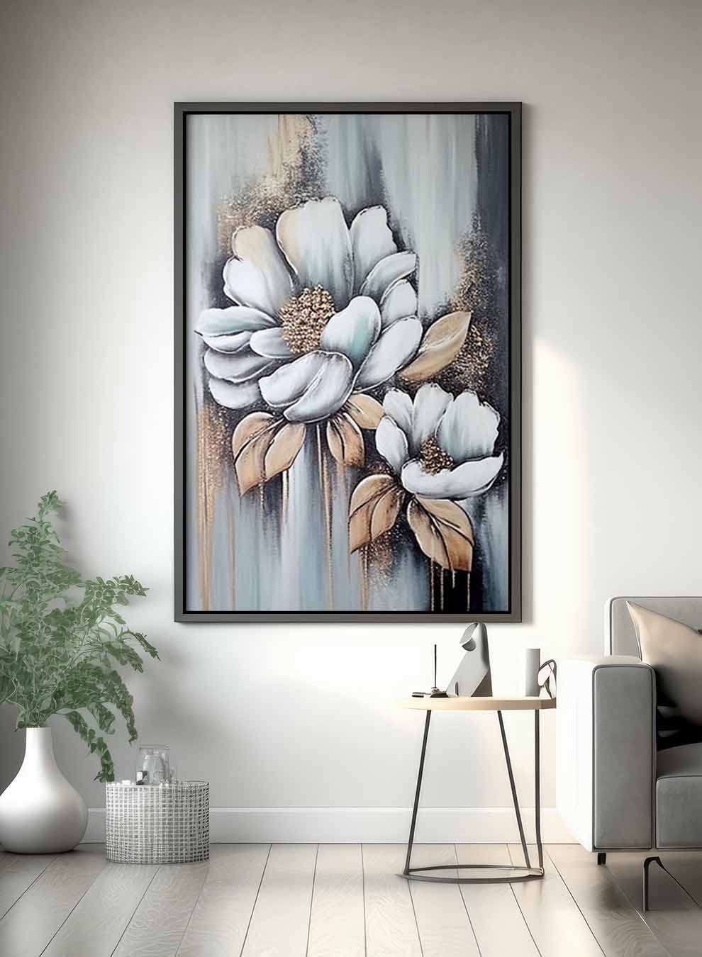 Canvas Wall Art Stretched Over Wooden Frame with Black Floating Frame Paintings & Pictures| LOWHA