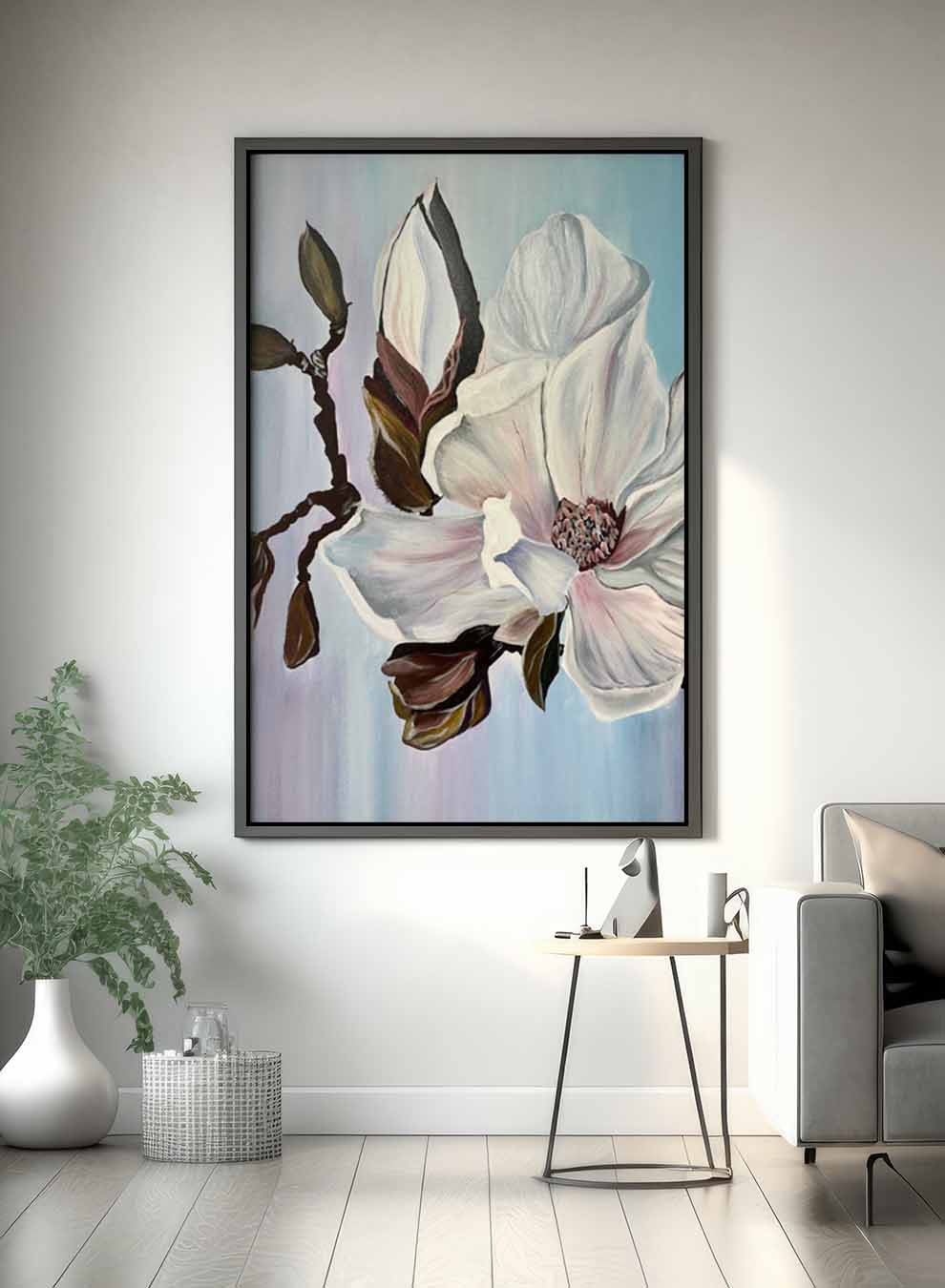 Canvas Wall Art Stretched Over Wooden Frame with Black Floating Frame Paintings & Pictures| LOWHA