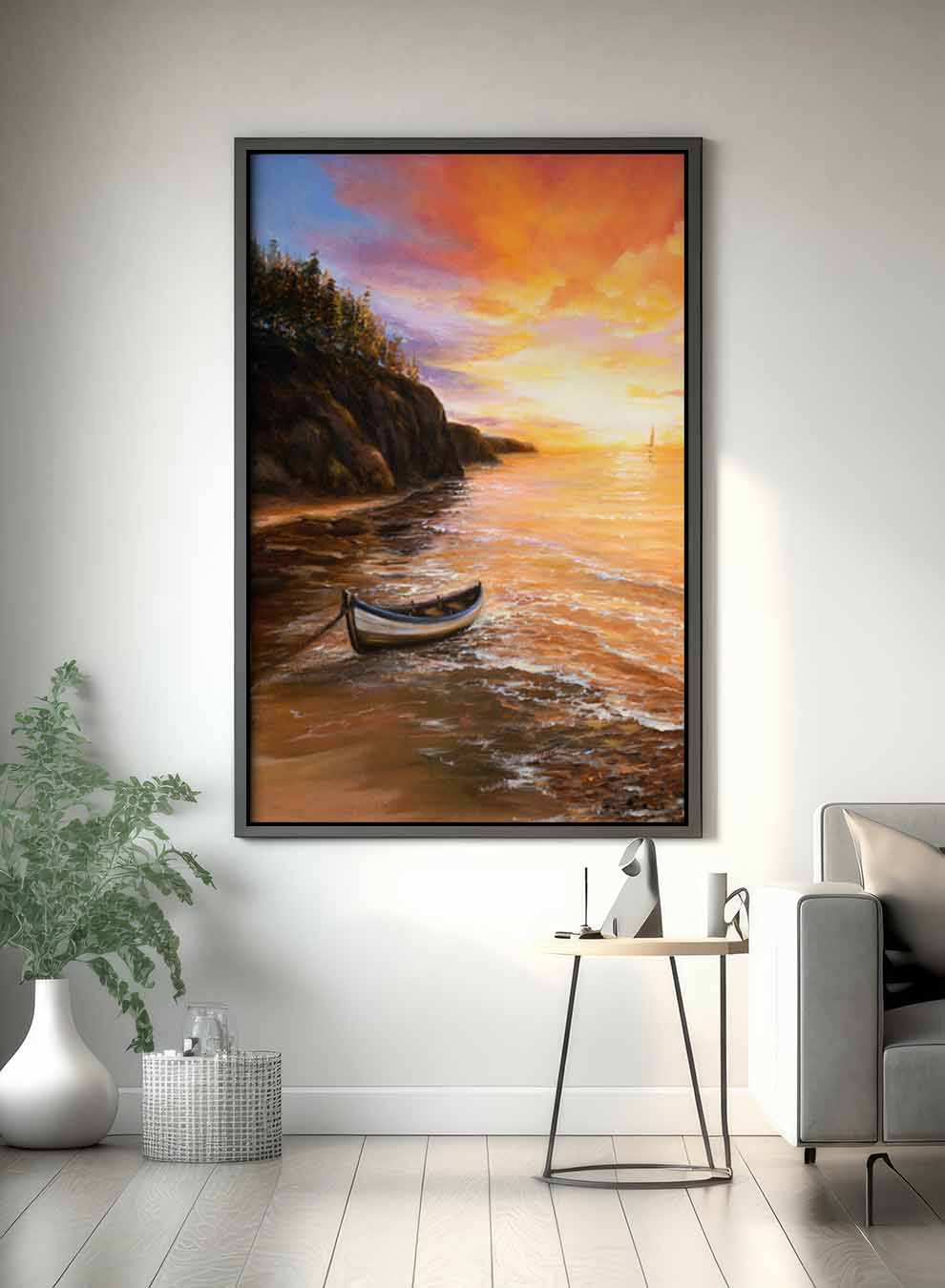 Canvas Wall Art Stretched Over Wooden Frame with Black Floating Frame Paintings & Pictures| LOWHA