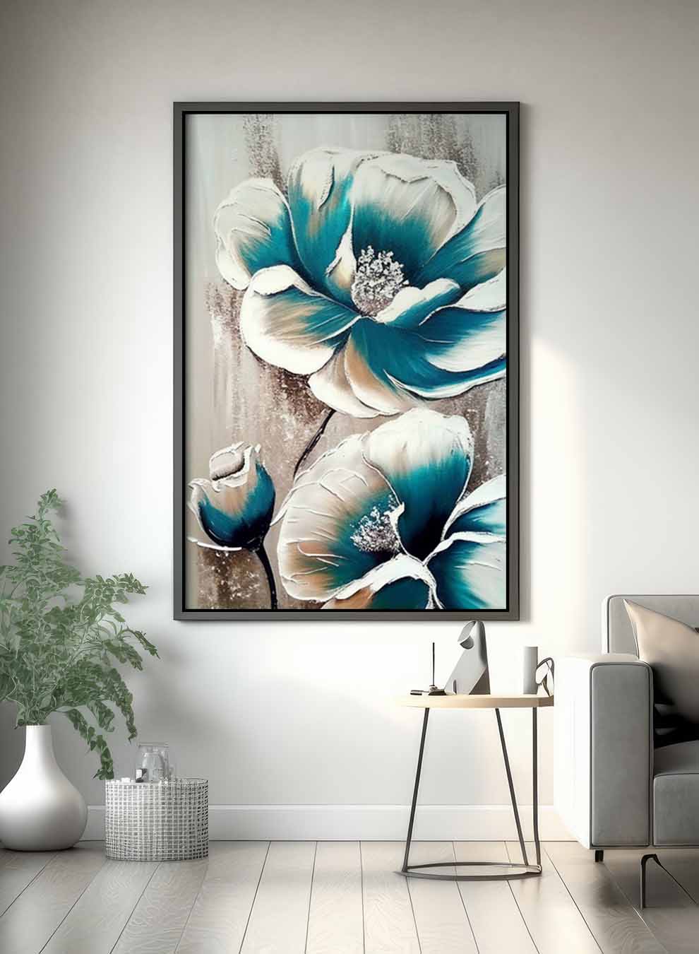 Canvas Wall Art Stretched Over Wooden Frame with Black Floating Frame Paintings & Pictures| LOWHA