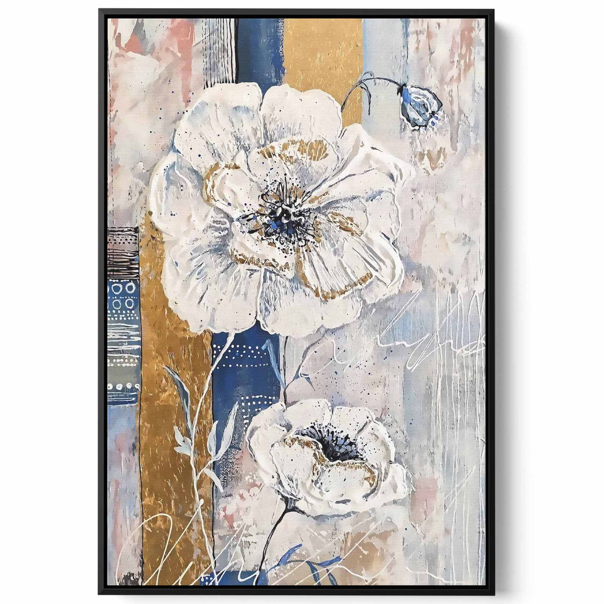 Canvas Wall Art Stretched Over Wooden Frame with Black Floating Frame Paintings & Pictures| LOWHA