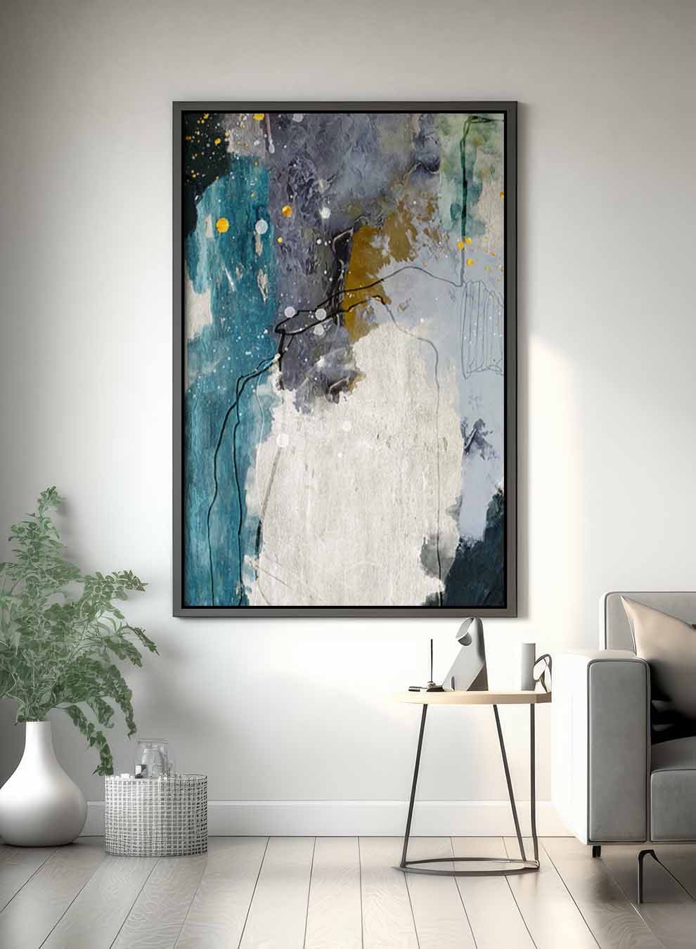 Canvas Wall Art Stretched Over Wooden Frame with Black Floating Frame Paintings & Pictures| LOWHA
