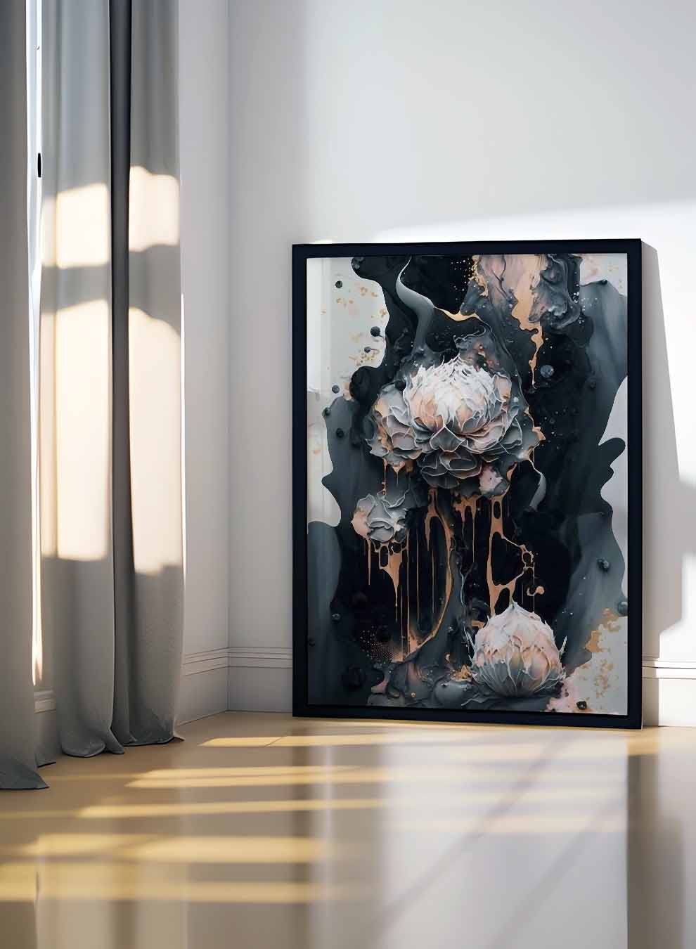 Canvas Wall Art Stretched Over Wooden Frame with Black Floating Frame Paintings & Pictures| LOWHA