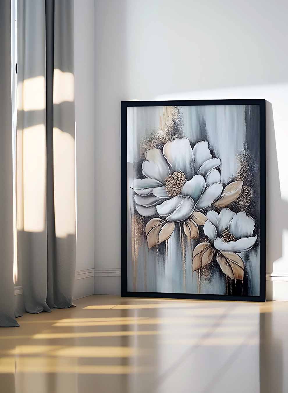Canvas Wall Art Stretched Over Wooden Frame with Black Floating Frame Paintings & Pictures| LOWHA