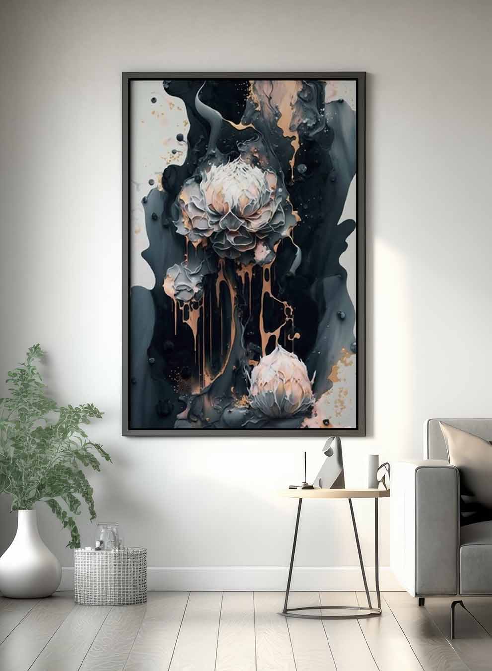 Canvas Wall Art Stretched Over Wooden Frame with Black Floating Frame Paintings & Pictures| LOWHA