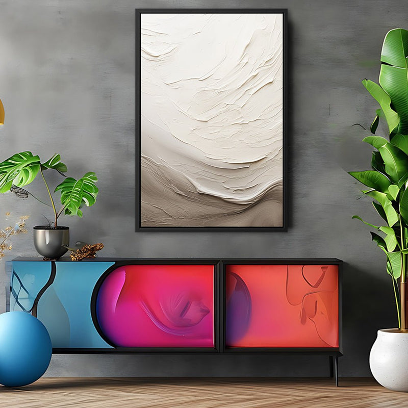 Canvas Wall Art Stretched Over Wooden Frame with Floating Frame and Abstract Painting - Al Rugaib Furniture