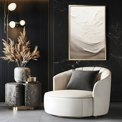 Canvas Wall Art Stretched Over Wooden Frame with Floating Frame and Abstract Painting - Al Rugaib Furniture