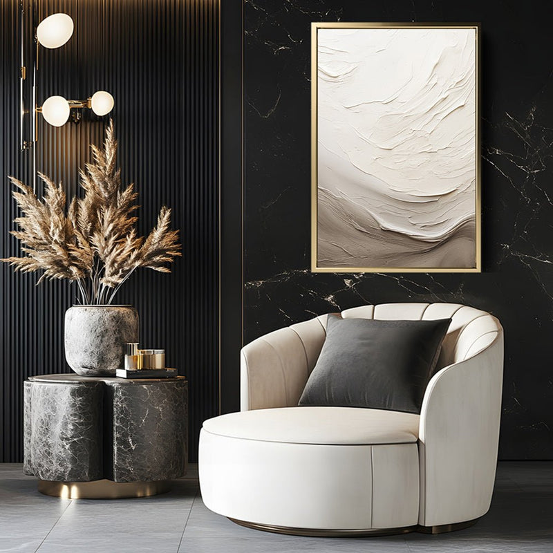 Canvas Wall Art Stretched Over Wooden Frame with Floating Frame and Abstract Painting - Al Rugaib Furniture