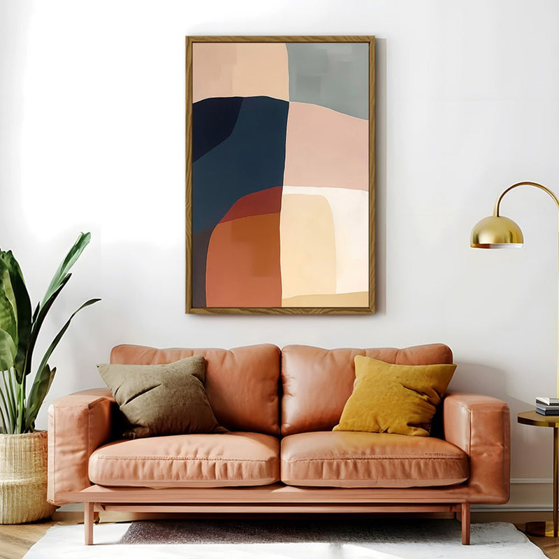 Canvas Wall Art Stretched Over Wooden Frame with Floating Frame and Abstract Painting CV4099 - Al Rugaib Furniture