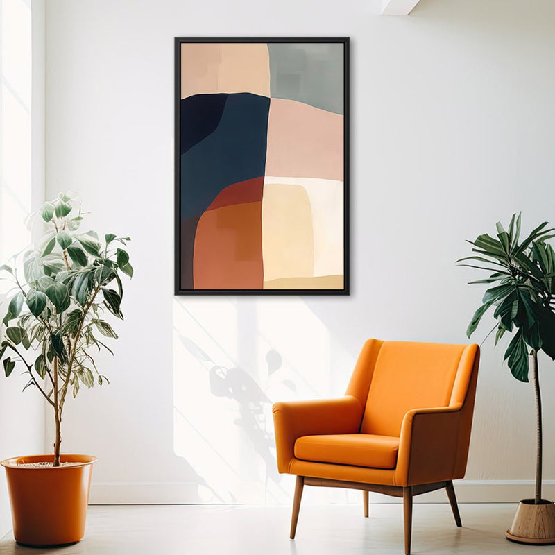 Canvas Wall Art Stretched Over Wooden Frame with Floating Frame and Abstract Painting CV4099 - Al Rugaib Furniture