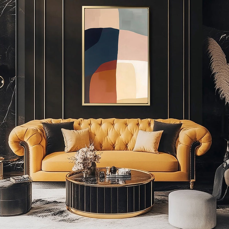 Canvas Wall Art Stretched Over Wooden Frame with Floating Frame and Abstract Painting CV4099 - Al Rugaib Furniture