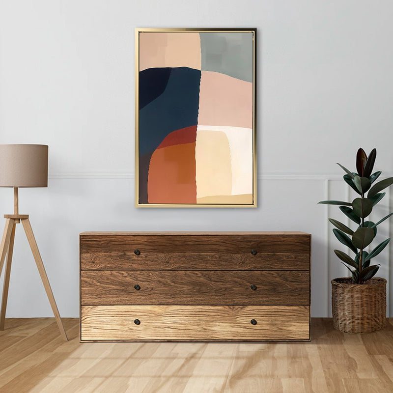 Canvas Wall Art Stretched Over Wooden Frame with Floating Frame and Abstract Painting CV4099 - Al Rugaib Furniture