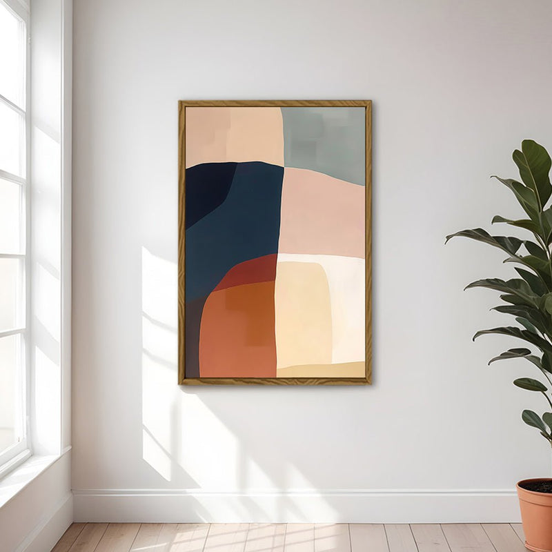 Canvas Wall Art Stretched Over Wooden Frame with Floating Frame and Abstract Painting CV4099 - Al Rugaib Furniture