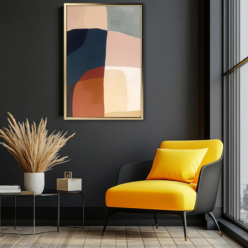 Canvas Wall Art Stretched Over Wooden Frame with Floating Frame and Abstract Painting CV4099 - Al Rugaib Furniture