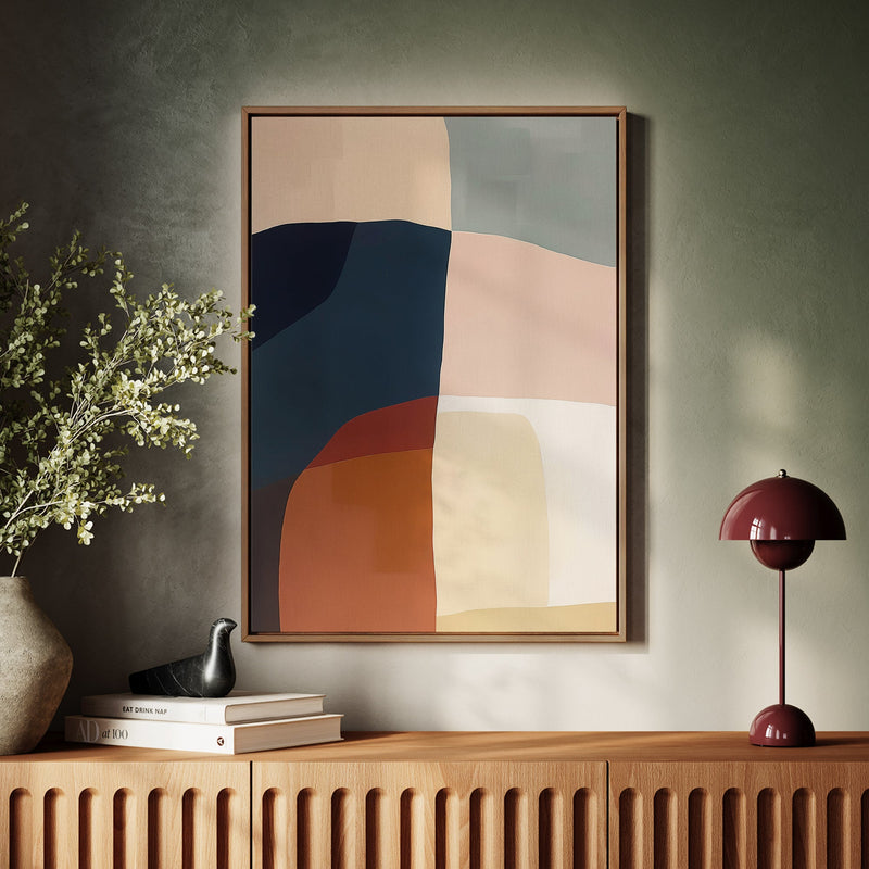 Canvas Wall Art Stretched Over Wooden Frame with Floating Frame and Abstract Painting CV4099 - Al Rugaib Furniture