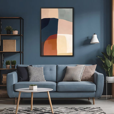 Canvas Wall Art Stretched Over Wooden Frame with Floating Frame and Abstract Painting CV4099 - Al Rugaib Furniture