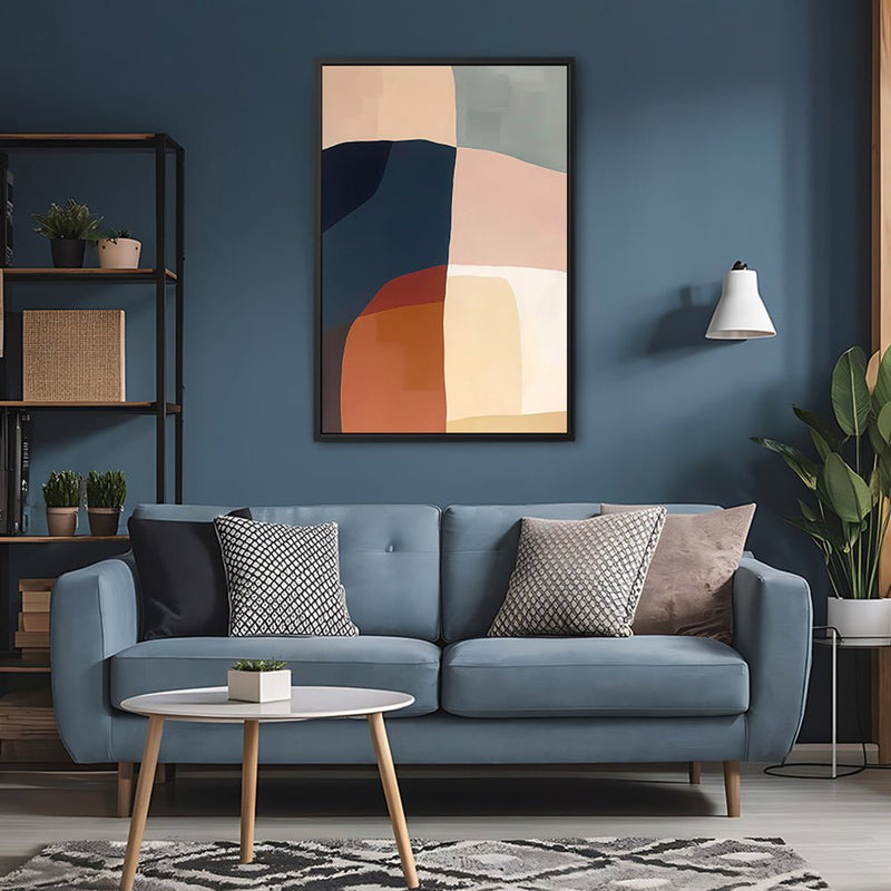 Canvas Wall Art Stretched Over Wooden Frame with Floating Frame and Abstract Painting CV4099 - Al Rugaib Furniture