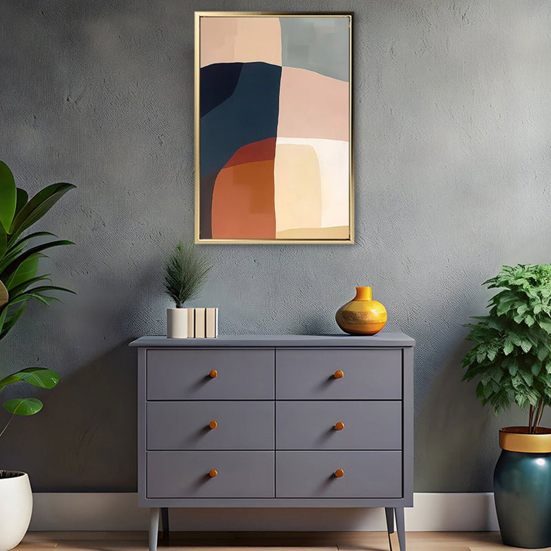 Canvas Wall Art Stretched Over Wooden Frame with Floating Frame and Abstract Painting CV4099 - Al Rugaib Furniture