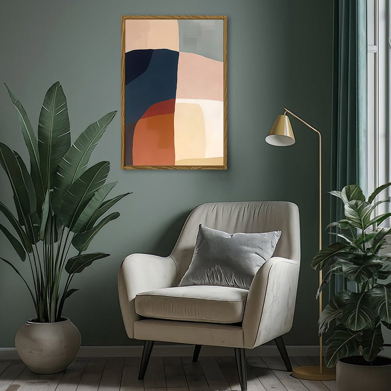 Canvas Wall Art Stretched Over Wooden Frame with Floating Frame and Abstract Painting CV4099 - Al Rugaib Furniture
