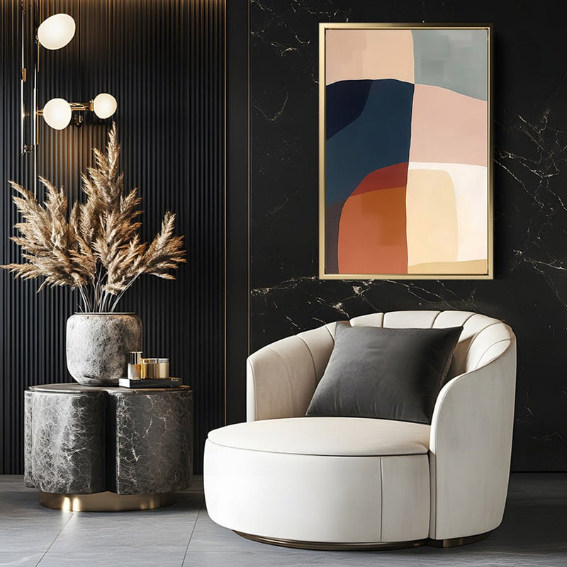 Canvas Wall Art Stretched Over Wooden Frame with Floating Frame and Abstract Painting CV4099 - Al Rugaib Furniture