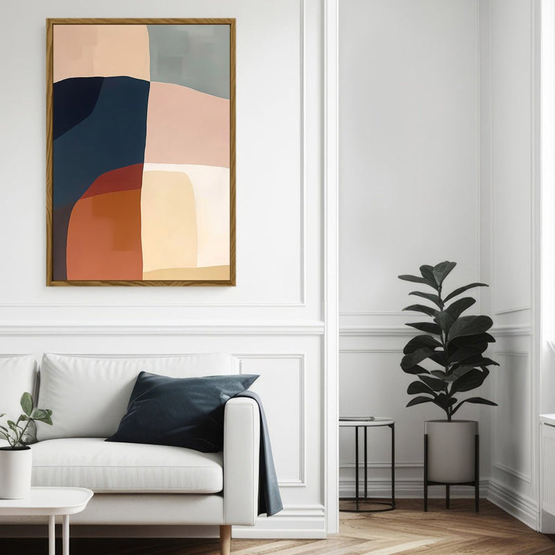 Canvas Wall Art Stretched Over Wooden Frame with Floating Frame and Abstract Painting CV4099 - Al Rugaib Furniture