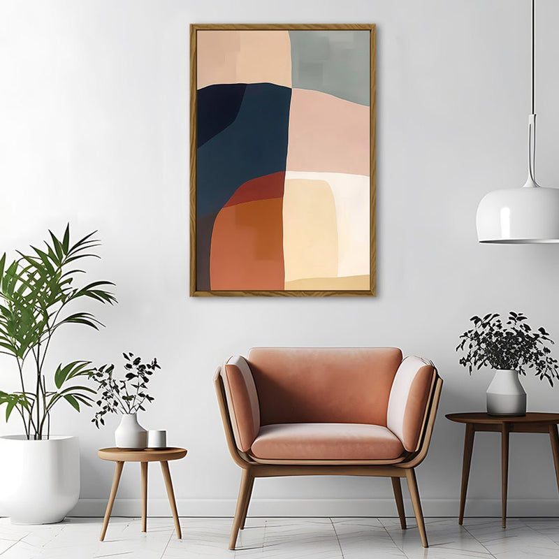 Canvas Wall Art Stretched Over Wooden Frame with Floating Frame and Abstract Painting CV4099 - Al Rugaib Furniture