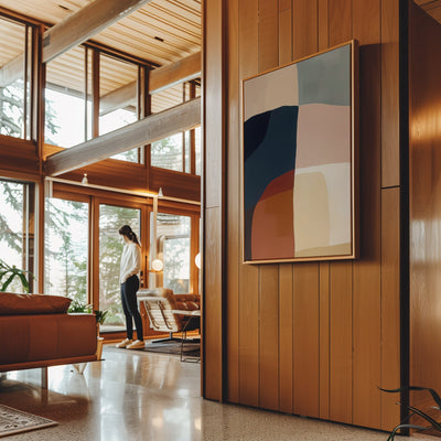 Canvas Wall Art Stretched Over Wooden Frame with Floating Frame and Abstract Painting CV4099 - Al Rugaib Furniture