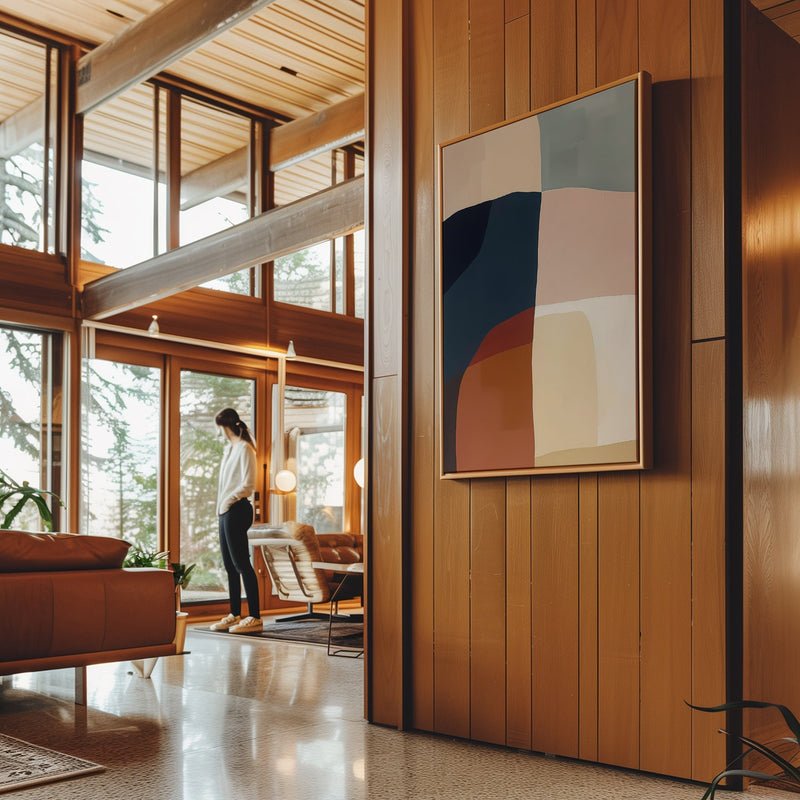 Canvas Wall Art Stretched Over Wooden Frame with Floating Frame and Abstract Painting CV4099 - Al Rugaib Furniture