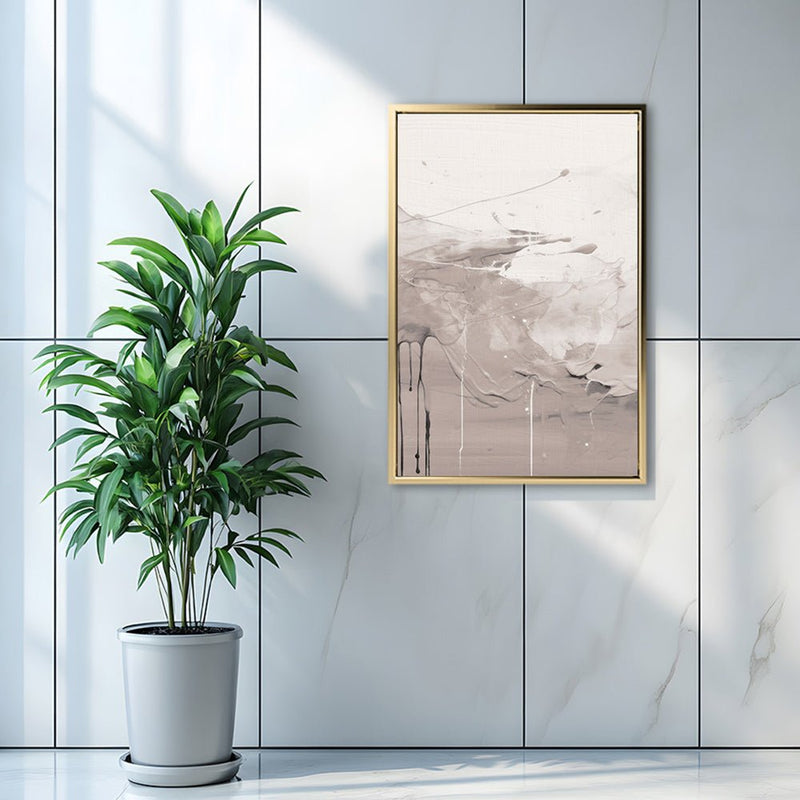 Canvas Wall Art Stretched Over Wooden Frame with Floating Frame and Abstract Painting CV4100 - Al Rugaib Furniture