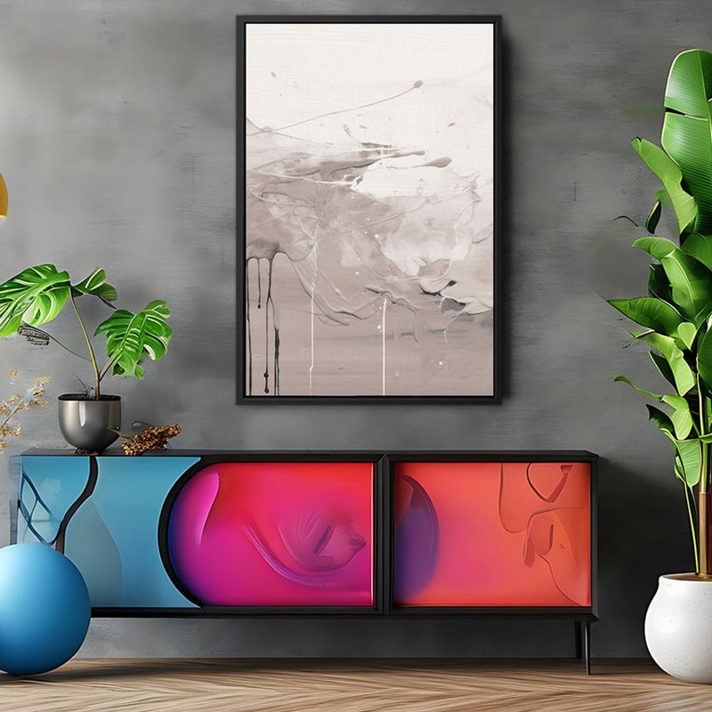 Canvas Wall Art Stretched Over Wooden Frame with Floating Frame and Abstract Painting CV4100 - Al Rugaib Furniture