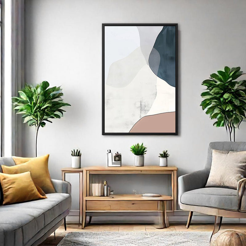 Canvas Wall Art Stretched Over Wooden Frame with Floating Frame and Abstract Painting CV4101 - Al Rugaib Furniture