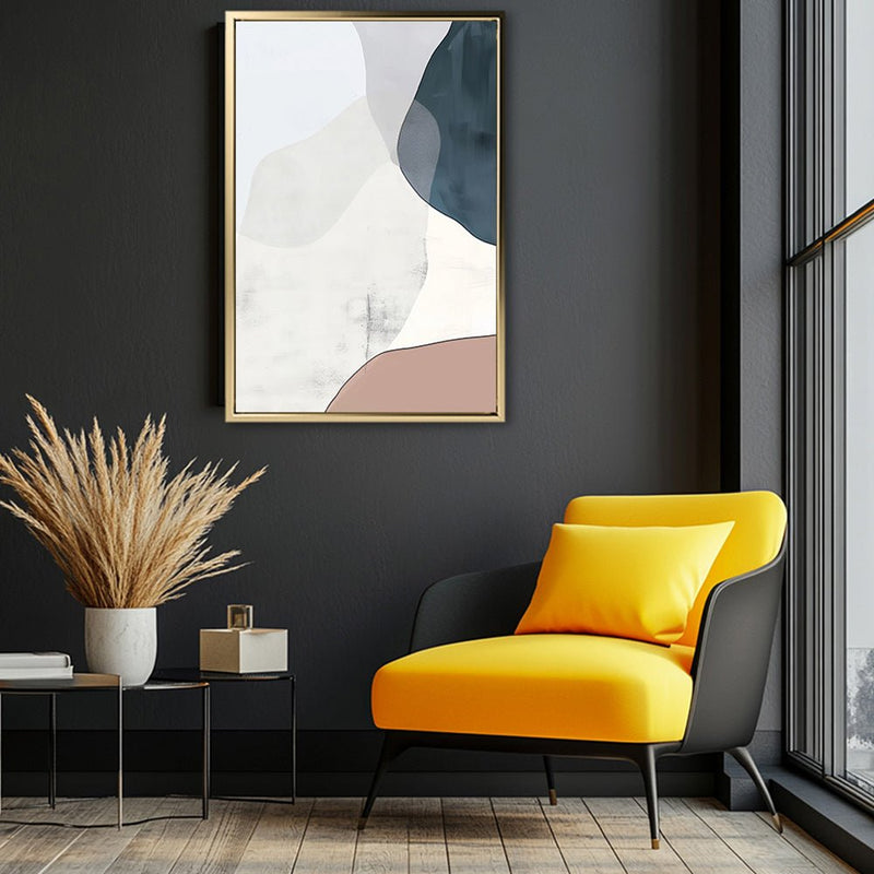 Canvas Wall Art Stretched Over Wooden Frame with Floating Frame and Abstract Painting CV4101 - Al Rugaib Furniture