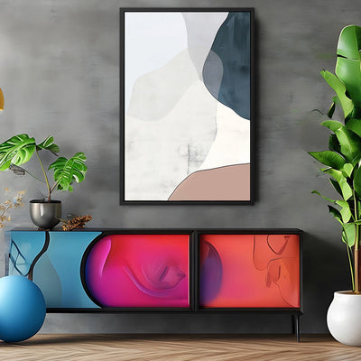 Canvas Wall Art Stretched Over Wooden Frame with Floating Frame and Abstract Painting CV4101 - Al Rugaib Furniture
