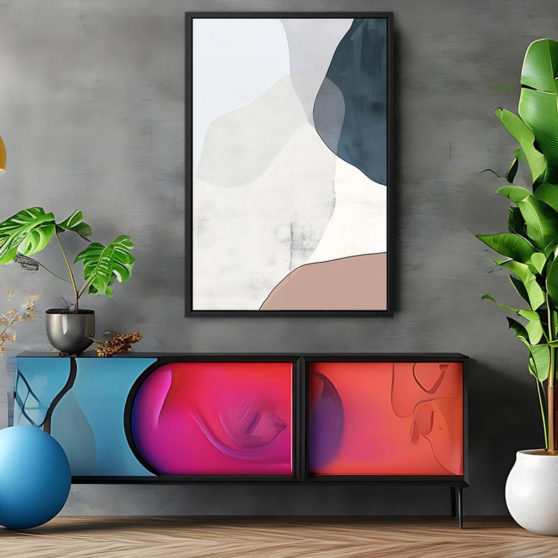 Canvas Wall Art Stretched Over Wooden Frame with Floating Frame and Abstract Painting CV4101 - Al Rugaib Furniture