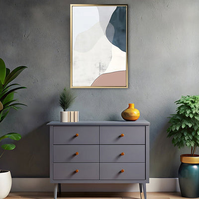 Canvas Wall Art Stretched Over Wooden Frame with Floating Frame and Abstract Painting CV4101 - Al Rugaib Furniture