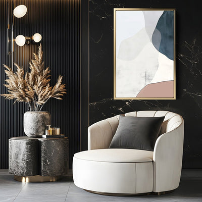 Canvas Wall Art Stretched Over Wooden Frame with Floating Frame and Abstract Painting CV4101 - Al Rugaib Furniture