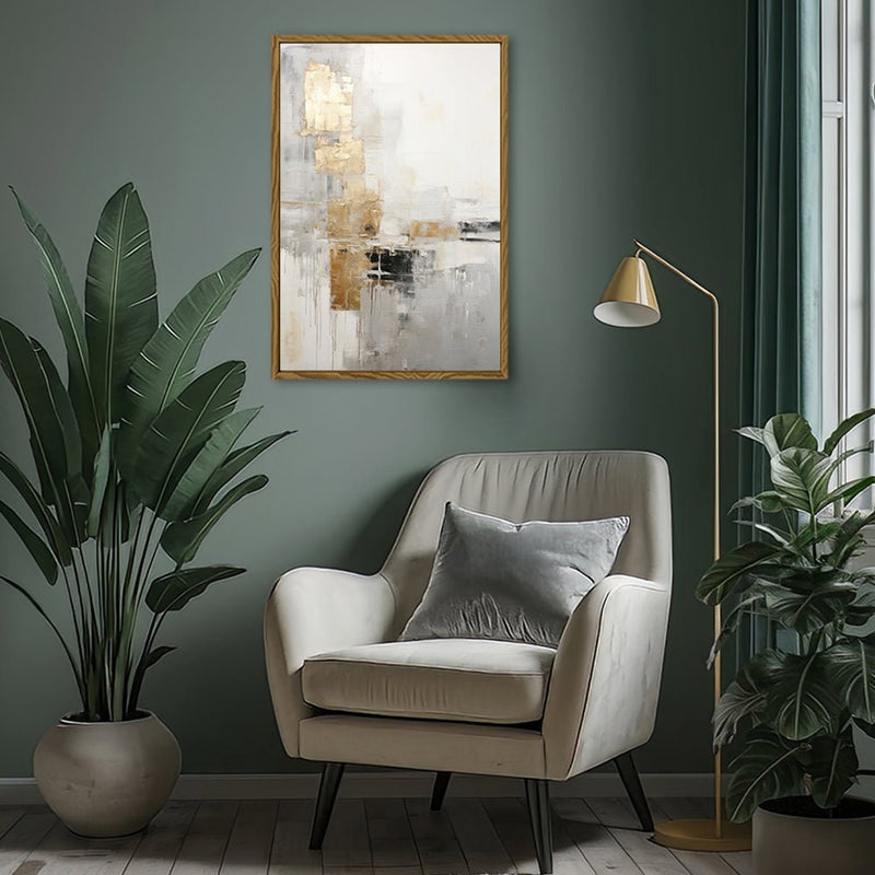Canvas Wall Art Stretched Over Wooden Frame with Floating Frame and Abstract Painting CV4102 - Al Rugaib Furniture