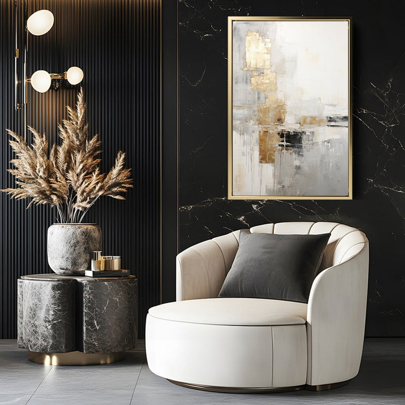 Canvas Wall Art Stretched Over Wooden Frame with Floating Frame and Abstract Painting CV4102 - Al Rugaib Furniture