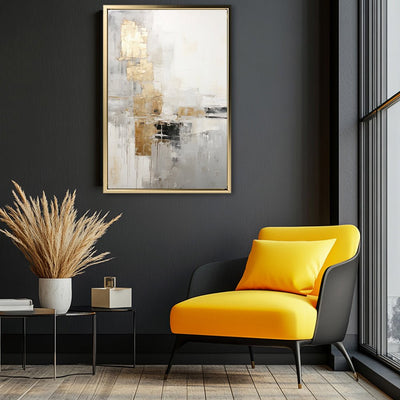 Canvas Wall Art Stretched Over Wooden Frame with Floating Frame and Abstract Painting CV4102 - Al Rugaib Furniture