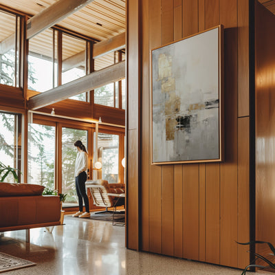 Canvas Wall Art Stretched Over Wooden Frame with Floating Frame and Abstract Painting CV4102 - Al Rugaib Furniture