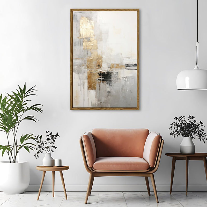 Canvas Wall Art Stretched Over Wooden Frame with Floating Frame and Abstract Painting CV4102 - Al Rugaib Furniture