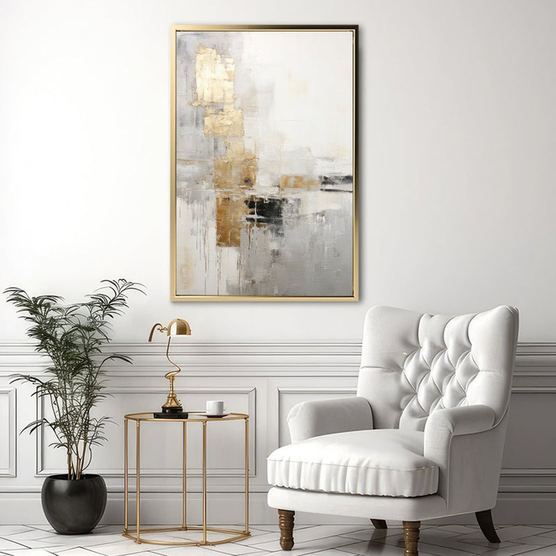 Canvas Wall Art Stretched Over Wooden Frame with Floating Frame and Abstract Painting CV4102 - Al Rugaib Furniture