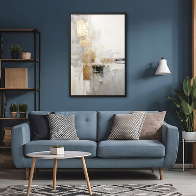 Canvas Wall Art Stretched Over Wooden Frame with Floating Frame and Abstract Painting CV4102 - Al Rugaib Furniture