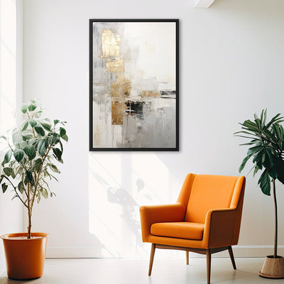 Canvas Wall Art Stretched Over Wooden Frame with Floating Frame and Abstract Painting CV4102 - Al Rugaib Furniture