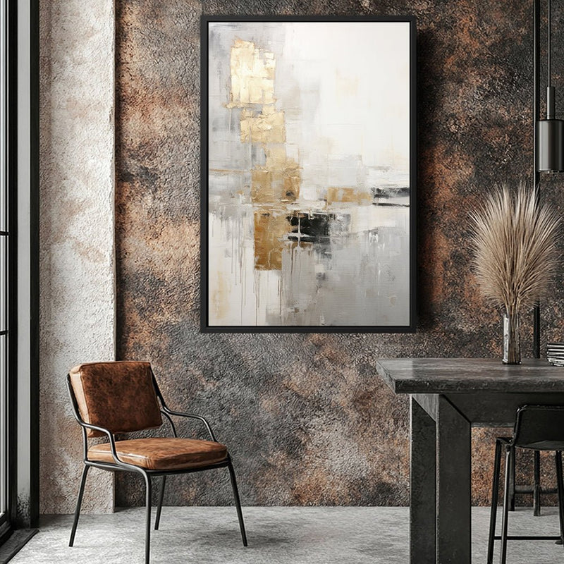 Canvas Wall Art Stretched Over Wooden Frame with Floating Frame and Abstract Painting CV4102 - Al Rugaib Furniture