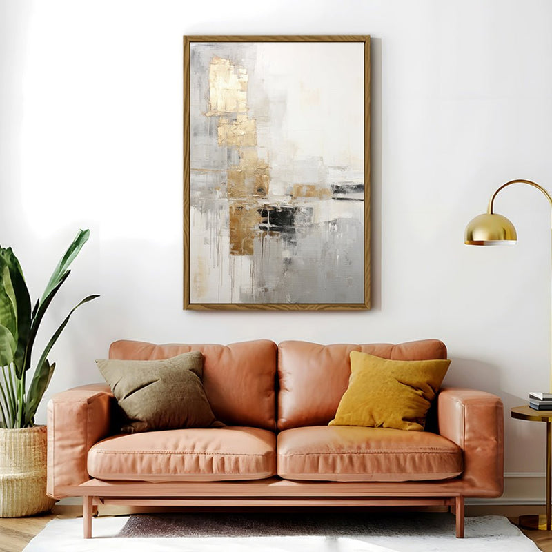 Canvas Wall Art Stretched Over Wooden Frame with Floating Frame and Abstract Painting CV4102 - Al Rugaib Furniture